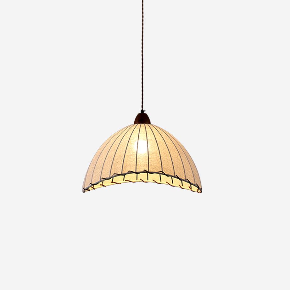 TimberLume Wood Pendant Light With Soft Fabric Shade - OpalDwell