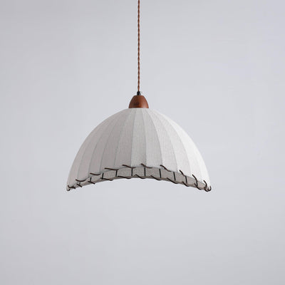 TimberLume Wood Pendant Light With Soft Fabric Shade - OpalDwell