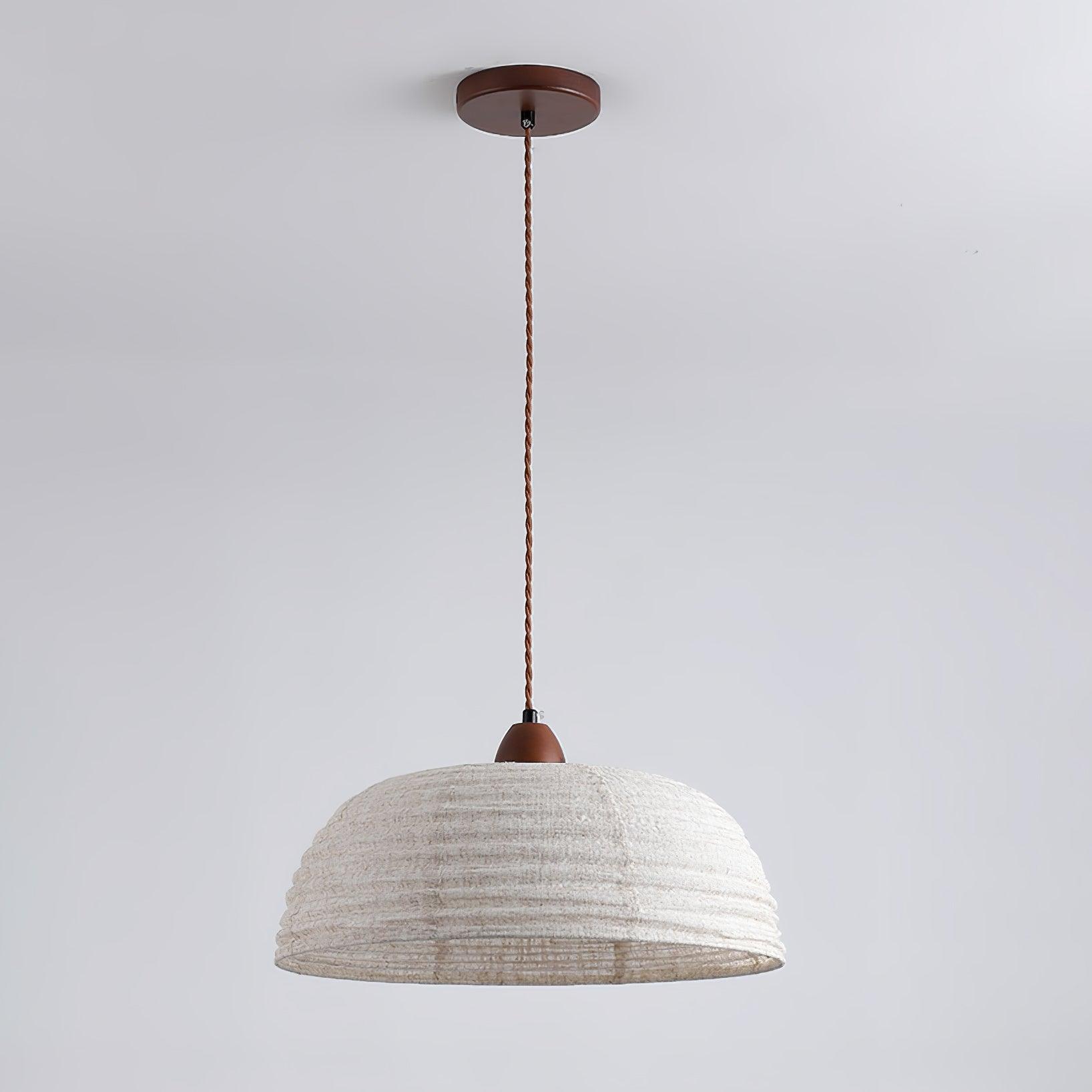 TimberLume Wood Pendant Light With Soft Fabric Shade - OpalDwell