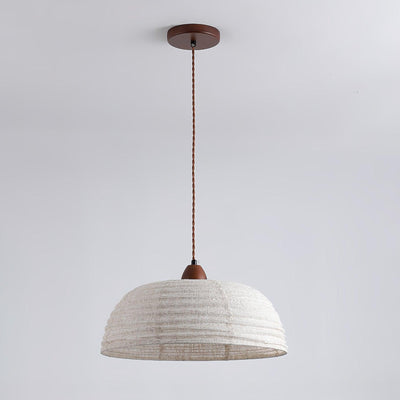 TimberLume Wood Pendant Light With Soft Fabric Shade - OpalDwell
