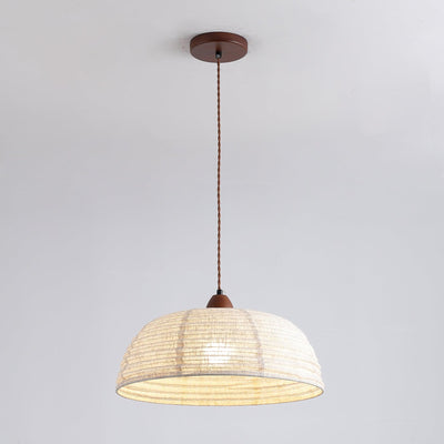 TimberLume Wood Pendant Light With Soft Fabric Shade - OpalDwell