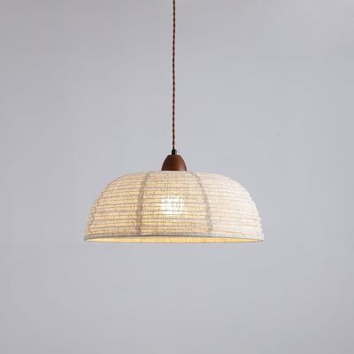 TimberLume Wood Pendant Light With Soft Fabric Shade - OpalDwell