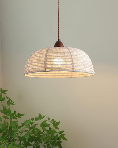TimberLume Wood Pendant Light With Soft Fabric Shade - OpalDwell