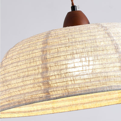 TimberLume Wood Pendant Light With Soft Fabric Shade - OpalDwell