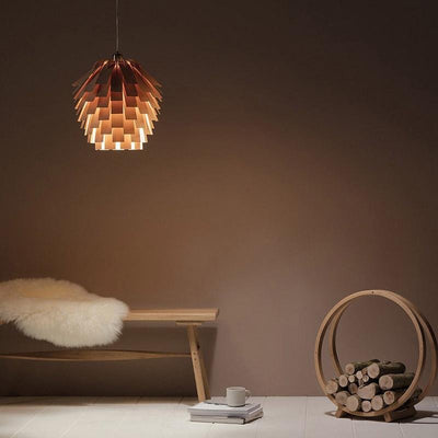 SylvaArtichoke Wood Pendant Lamp Rustic Hanging Light - OpalDwell