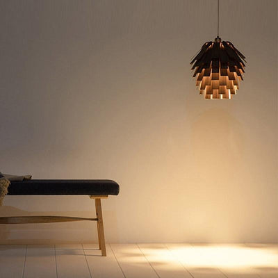 SylvaArtichoke Wood Pendant Lamp Rustic Hanging Light - OpalDwell