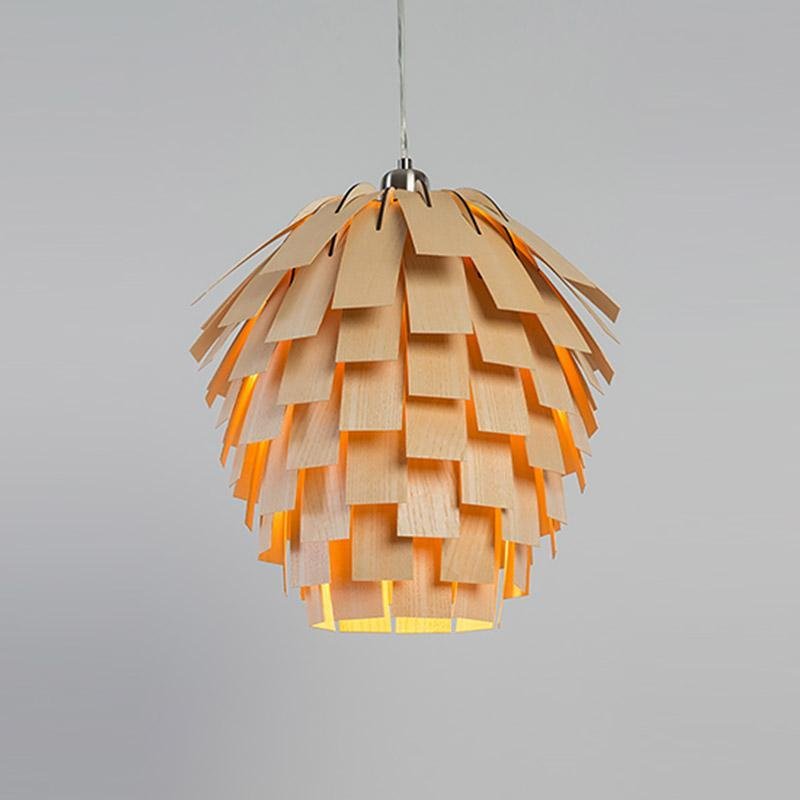 SylvaArtichoke Wood Pendant Lamp Rustic Hanging Light - OpalDwell