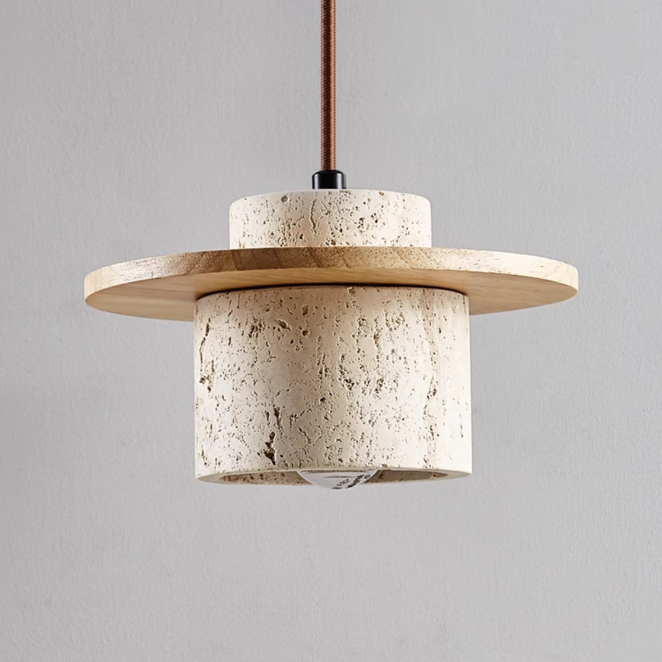 Lirona Travertine Pendant Light In Yellow Cave Stone - OpalDwell