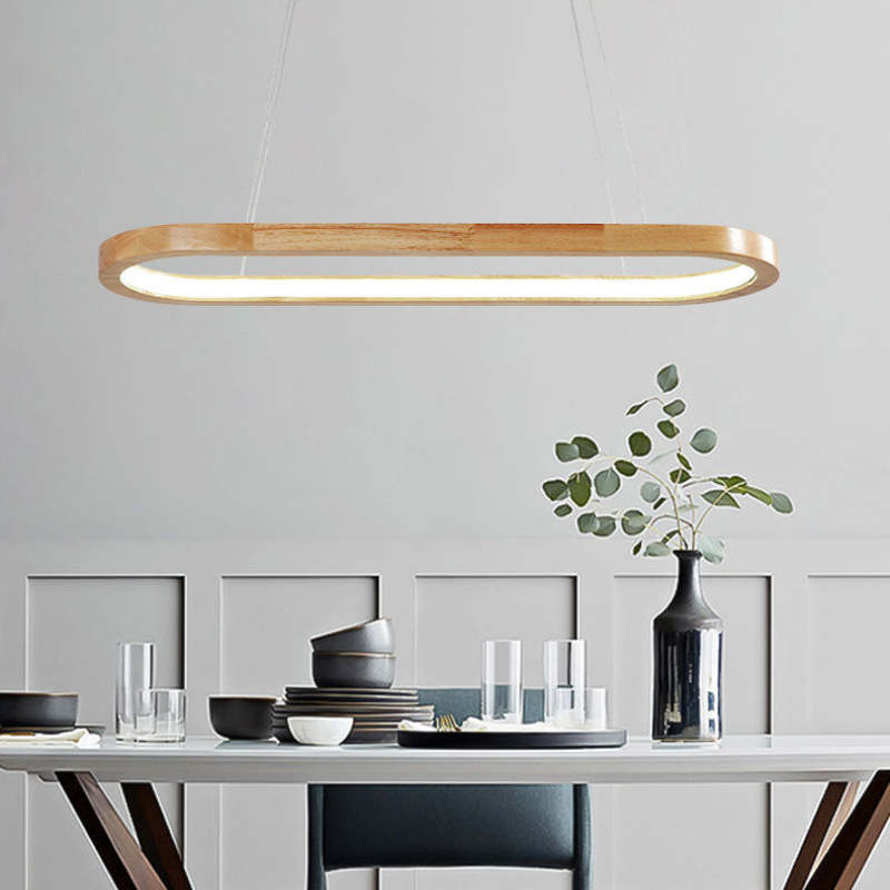 LumaWood Modern Hanging Lamp Metal And Wood With LED - OpalDwell