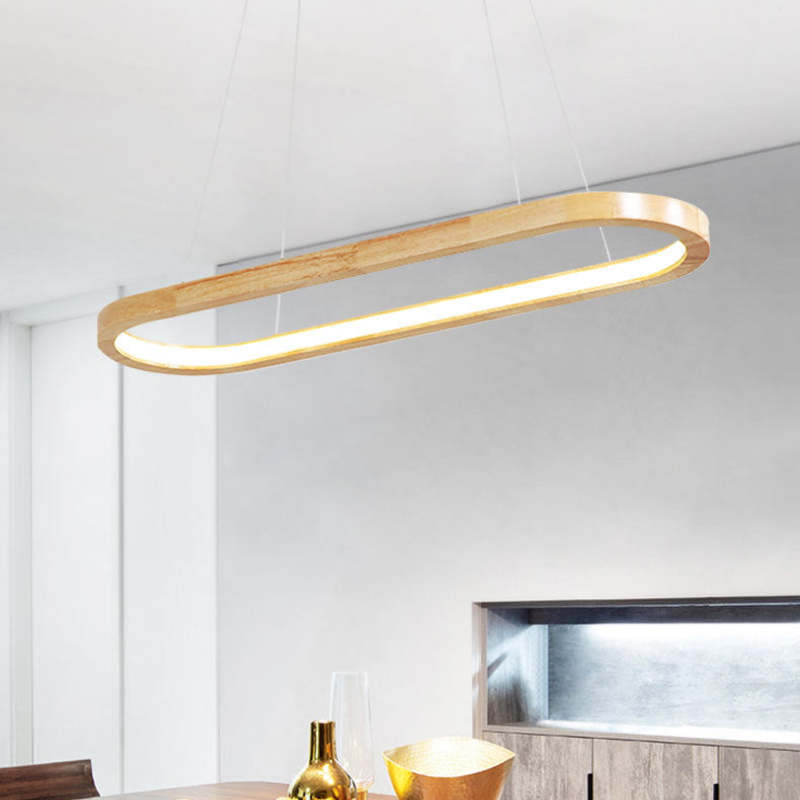 LumaWood Modern Hanging Lamp Metal And Wood With LED - OpalDwell