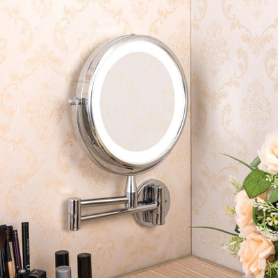 Dual-Arm LED Wall-Mount Makeup Mirror with Adjustable Extension OpalDwell