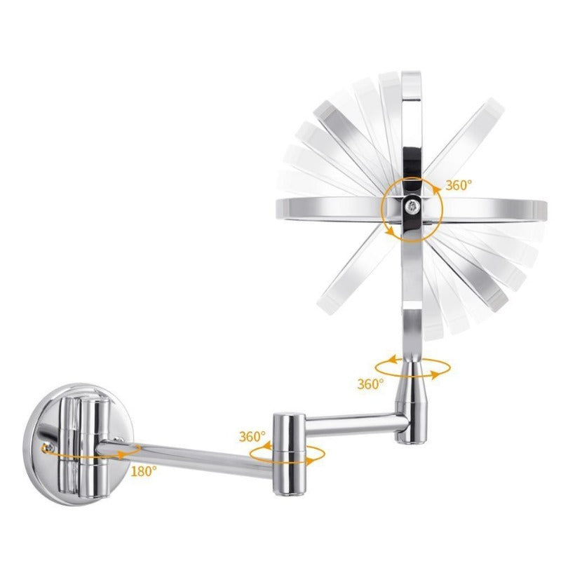 Dual-Arm LED Wall-Mount Makeup Mirror with Adjustable Extension OpalDwell