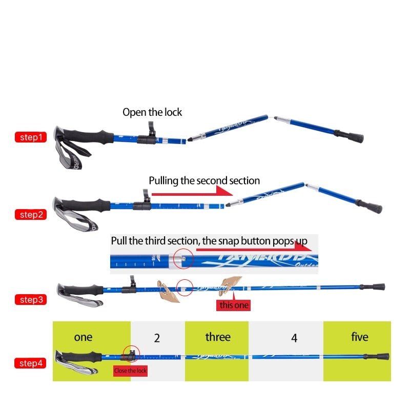 PeakGlide Telescopic Trekking Poles With Easy Clamp - OpalDwell