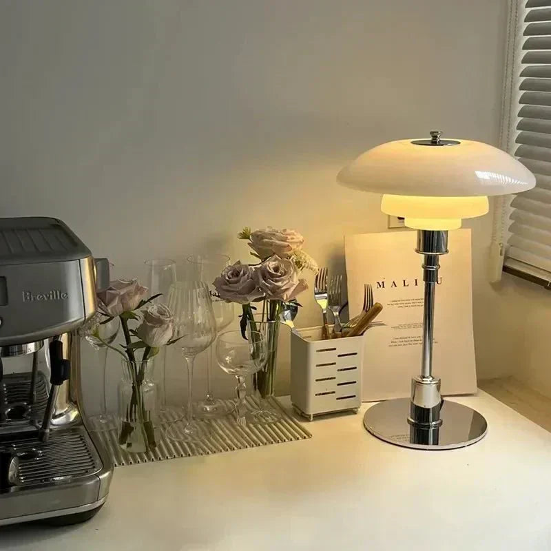 Asterin Art Deco Desk Lamp With Bold Geometric Pattern - OpalDwell