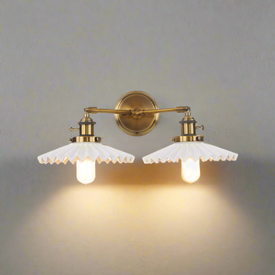 Aurelia Ceramic Wall Lamp With Dual Shades, Antique Gold - OpalDwell