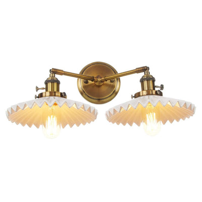 Aurelia Ceramic Wall Lamp With Dual Shades, Antique Gold - OpalDwell