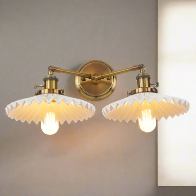 Aurelia Ceramic Wall Lamp With Dual Shades, Antique Gold - OpalDwell