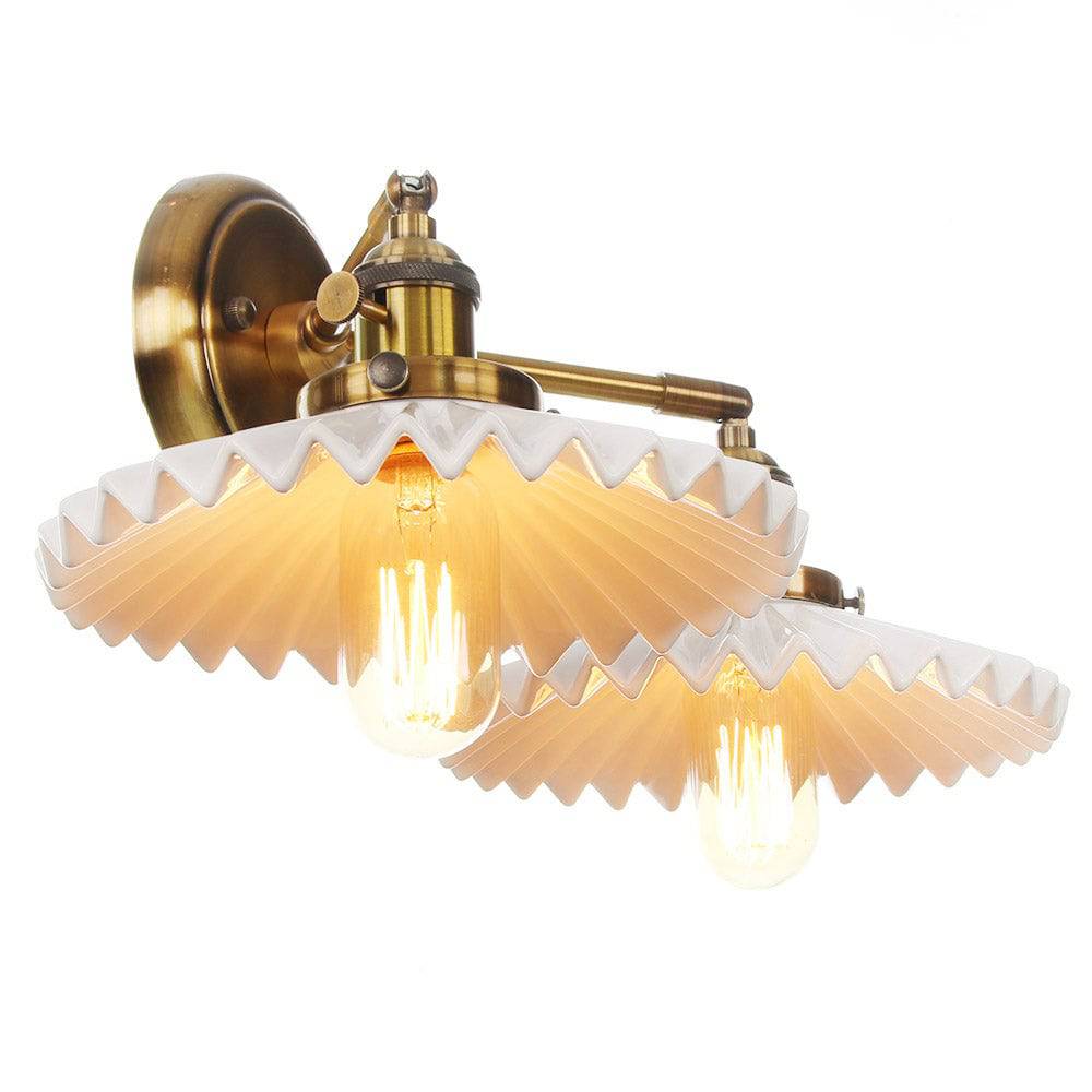 Aurelia Ceramic Wall Lamp With Dual Shades, Antique Gold - OpalDwell