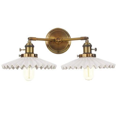 Aurelia Ceramic Wall Lamp With Dual Shades, Antique Gold - OpalDwell