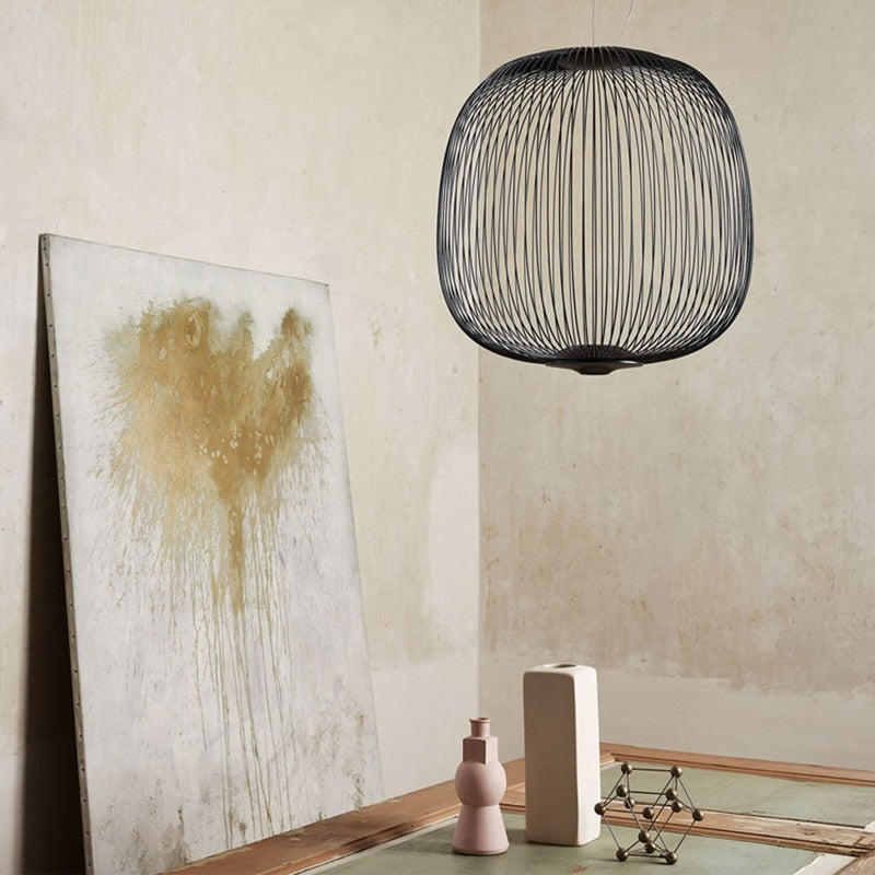Spokes Suspension Pendant Light With Spoke Motif 35 Cm Diameter 135 Cm High - OpalDwell