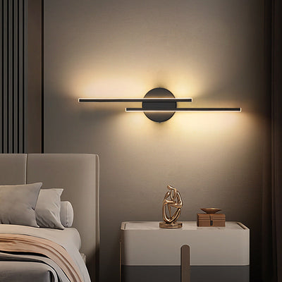 Fjordra Nordic Disc and Linear LED Wall Lamp Black White - OpalDwell