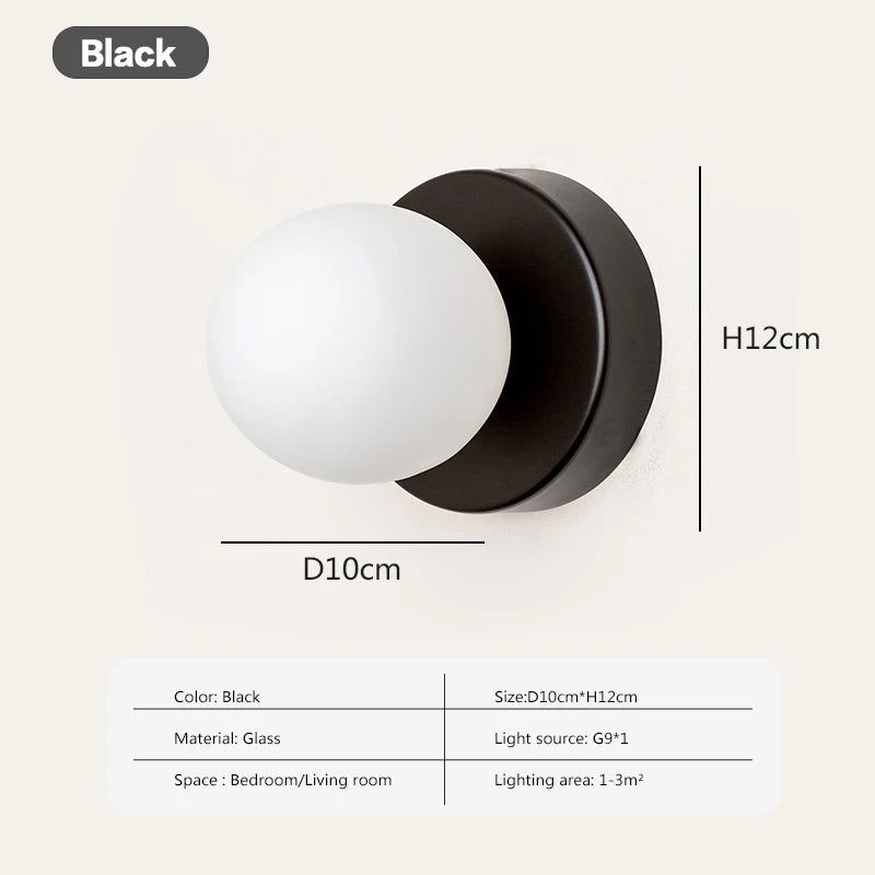 LumoVela Slim Glass Orb Wall Light Nordic LED Sconce - OpalDwell