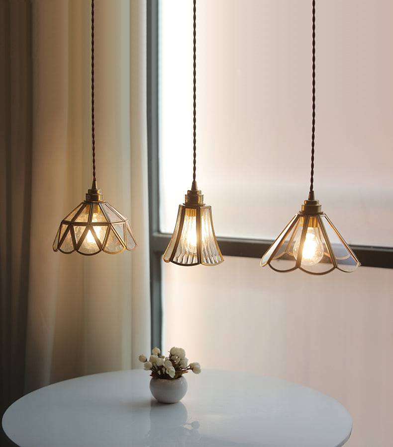 Elara Brass and Clear Glass Pendant Lamp With Twisted Cord - OpalDwell