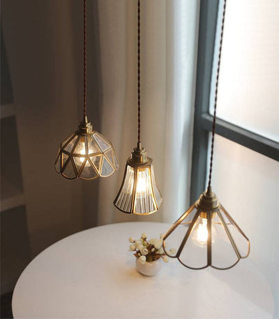 Elara Brass and Clear Glass Pendant Lamp With Twisted Cord - OpalDwell