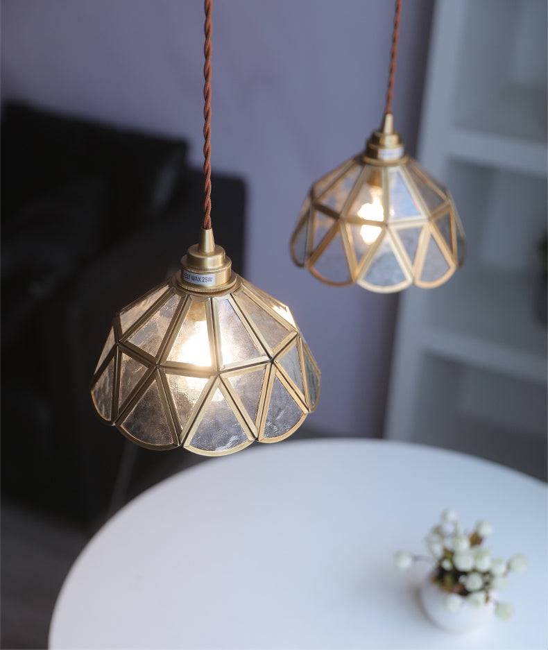 Elara Brass and Clear Glass Pendant Lamp With Twisted Cord - OpalDwell