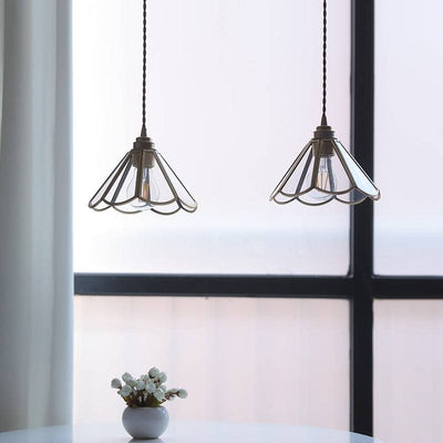 Elara Brass and Clear Glass Pendant Lamp With Twisted Cord - OpalDwell