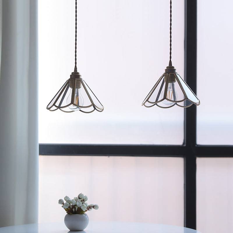 Elara Brass and Clear Glass Pendant Lamp With Twisted Cord - OpalDwell
