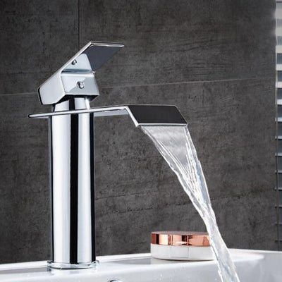 NovaFlow Gold And White Waterfall Deck Faucet With Single Handle OpalDwell