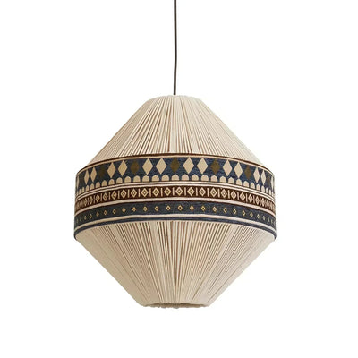 Astraea Boho Fringe Pendant Lamp with Geometric Weave - OpalDwell