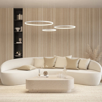 AureaHalo LED Three-Ring Pendant Light with Remote Control - OpalDwell