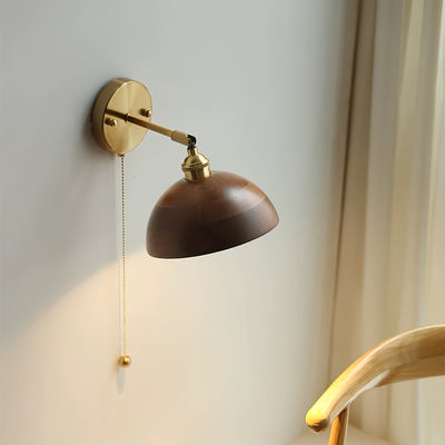Aureo Vintage-Style Wood Wall Lamp with Pull Chain Switch - OpalDwell
