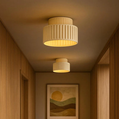 Luminara Drum Semi Flush Ceiling Light Cream Fabric Shade One Light OpalDwell