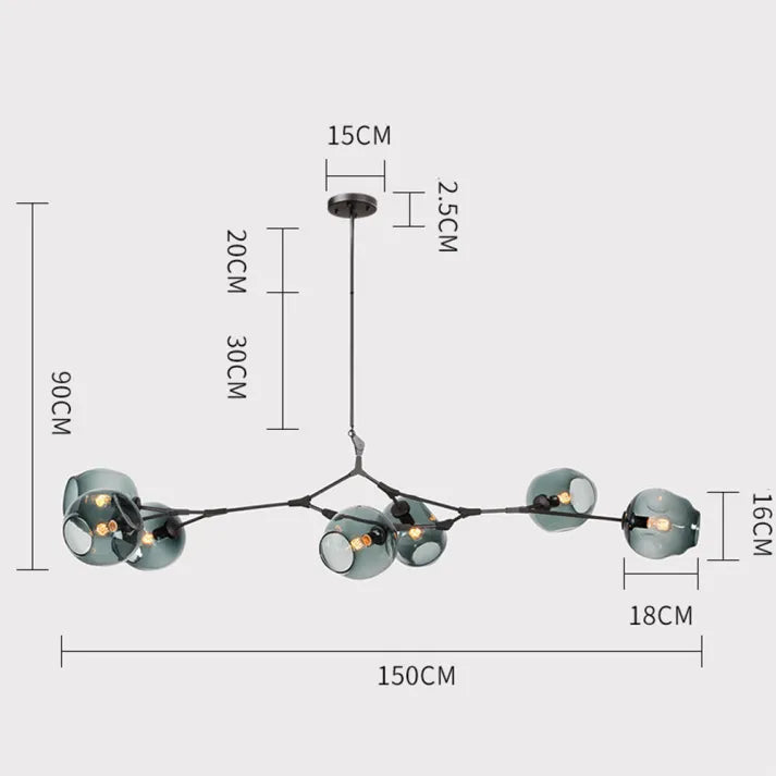 LustraNova Glass Bubble Pendant Light With Branching Arms Ambient Lighting - OpalDwell
