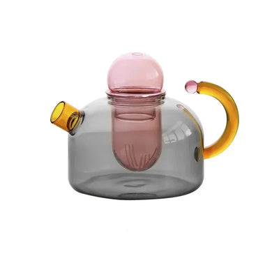 Glass Teapot Set With Contrasting Finish And Optional Mug With Built In Filter - OpalDwell