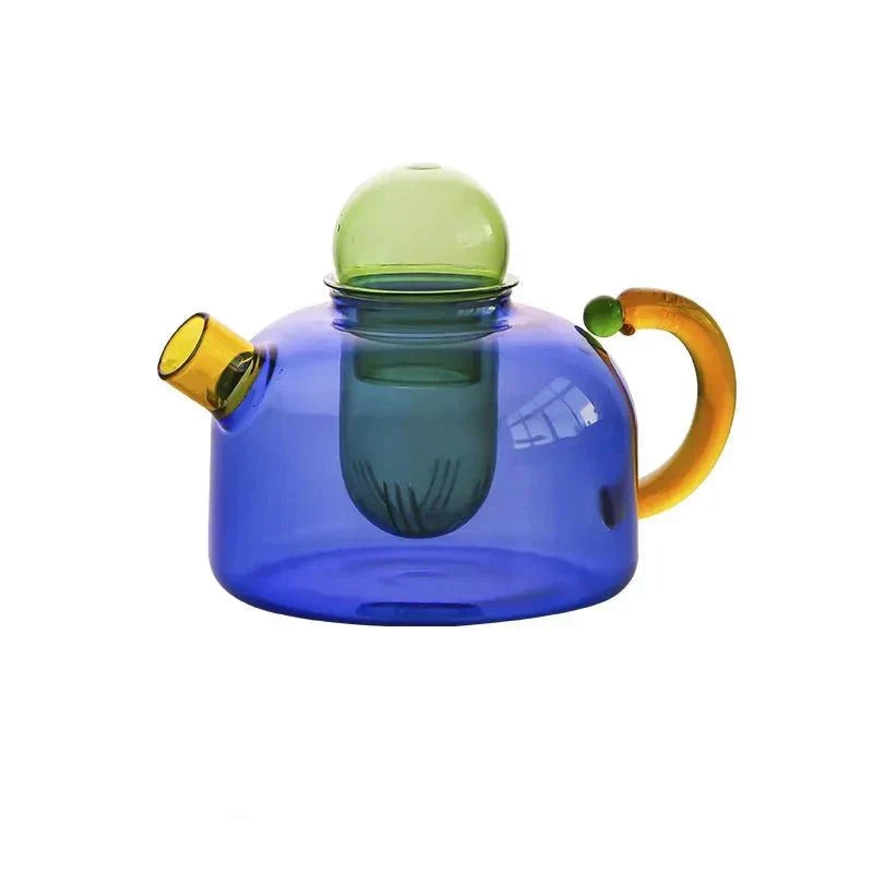 Glass Teapot Set With Contrasting Finish And Optional Mug With Built In Filter - OpalDwell