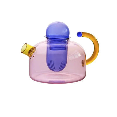 Glass Teapot Set With Contrasting Finish And Optional Mug With Built In Filter - OpalDwell