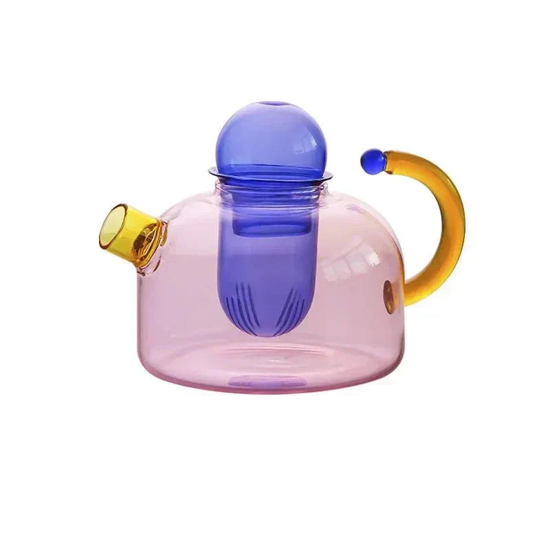 Glass Teapot Set With Contrasting Finish And Optional Mug With Built In Filter - OpalDwell