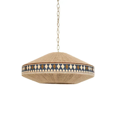 Astraea Boho Fringe Pendant Lamp with Geometric Weave - OpalDwell