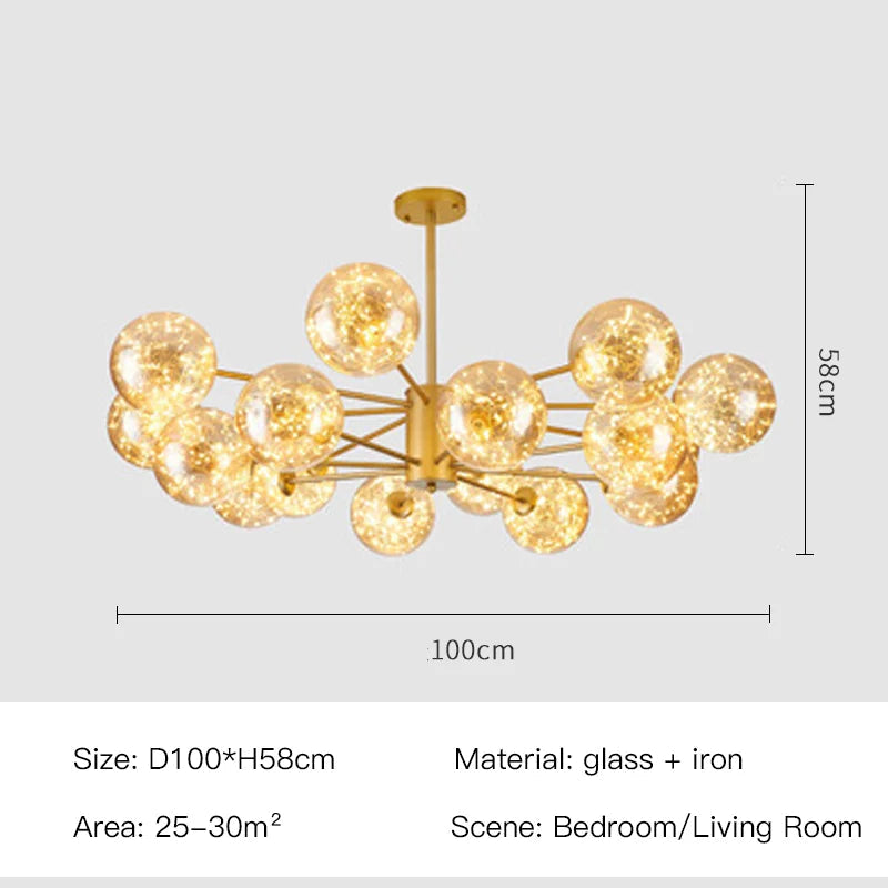 Aurene Glass Globe Chandelier By OpalDwell Modern Lighting OpalDwell