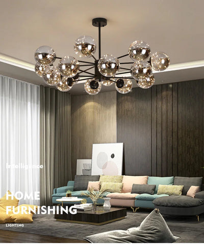 Aurene Glass Globe Chandelier By OpalDwell Modern Lighting OpalDwell