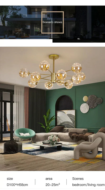 CelestiOrb Glass Globe Chandelier for Modern Living Rooms - OpalDwell