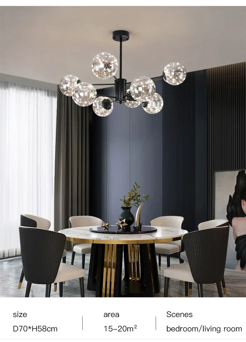 CelestiOrb Glass Globe Chandelier for Modern Living Rooms - OpalDwell