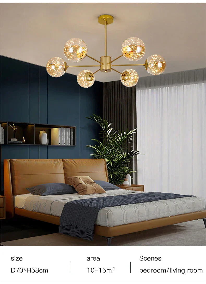 CelestiOrb Glass Globe Chandelier for Modern Living Rooms - OpalDwell