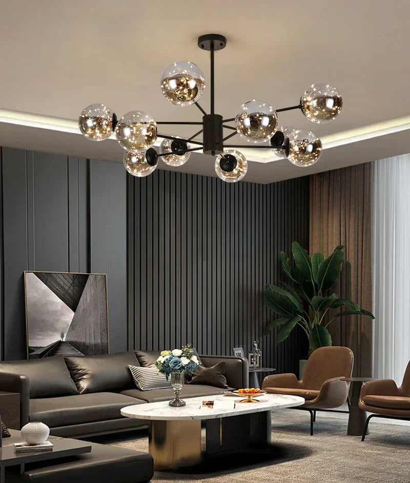 CelestiOrb Glass Globe Chandelier for Modern Living Rooms - OpalDwell