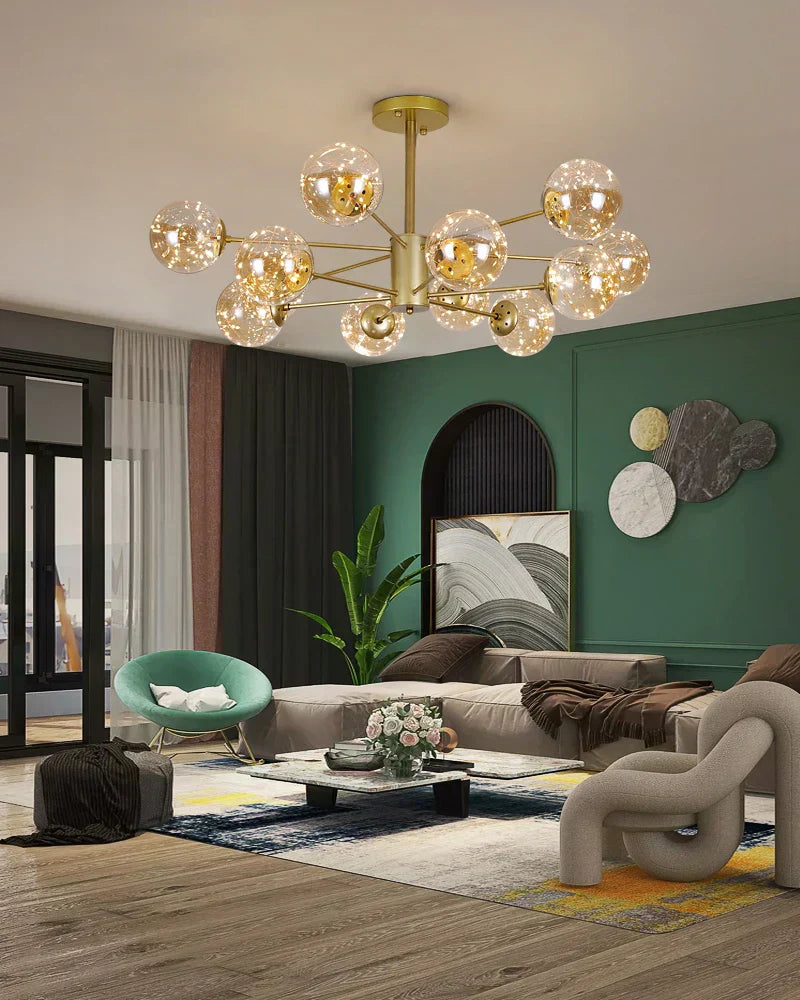 Aurene Glass Globe Chandelier By OpalDwell Modern Lighting OpalDwell