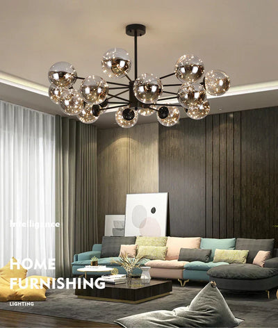 CelestiOrb Glass Globe Chandelier for Modern Living Rooms - OpalDwell